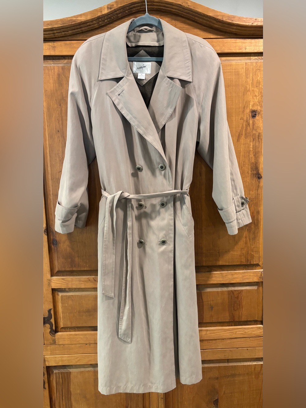 Jacqueline Ferrar Taupe Trench Coat Sz 14 Removable Liner Belted